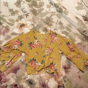 Cute Mustard blouse with floral stripe design